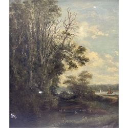 John Moore of Ipswich (British 1820-1902): The Duckling Pond 'Club Sketch', oil on canvas signed and dated '82, signed and inscribed verso 34cm x 29cm