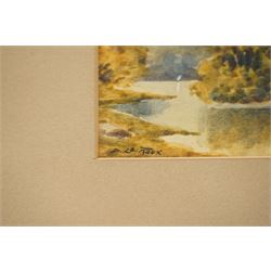 Edward Francis Wells (British 1876-1952): 'Evening Flow - Derwentwater' and 'Ullswater', two etchings with aquatint signed and titled in pencil, stamped with Rembrandt Guild Artists Proof blindstamp; D le Roux (20th century): Mountain Valleys, pair of watercolours signed, together with three other pictures including York-themed etchings max 22cm x 30cm (7)