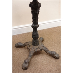  Rosewood and Birdseye maple chessboard on ornate cast iron pedestal with hairy paw feet, W42cm, H72cm, H42cm  