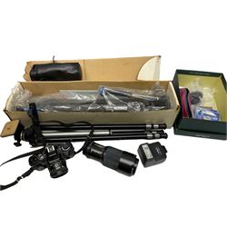 Minolta X-700 camera and lenses comprising Skylight 55mm lens and 135mm lens, Auto 280PX flash, together with other accessories to include tripod etc