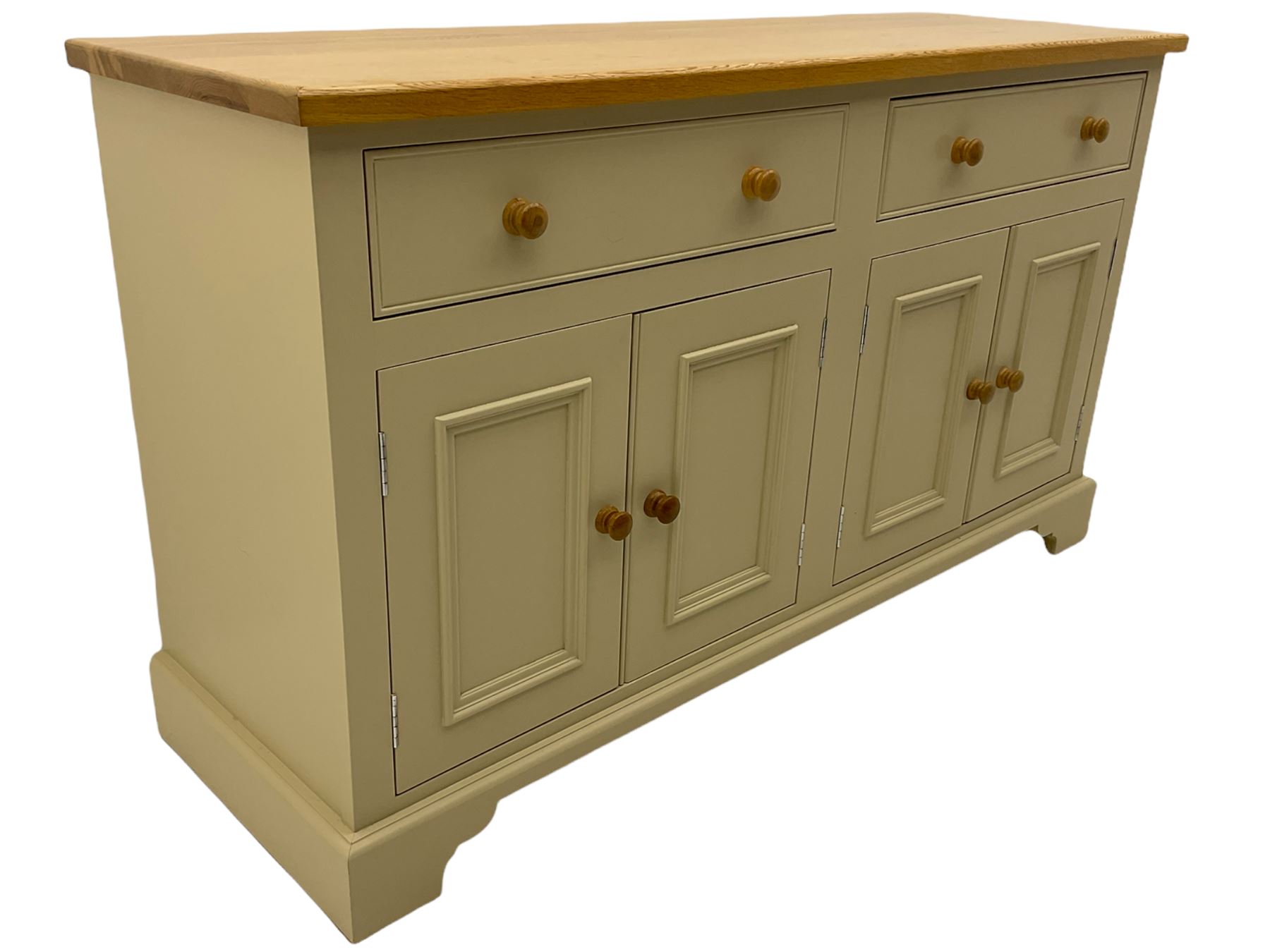 Neptune Furniture - Chichester oak and cream painted sideboard, two drawers over two double cupboards, bracket feet