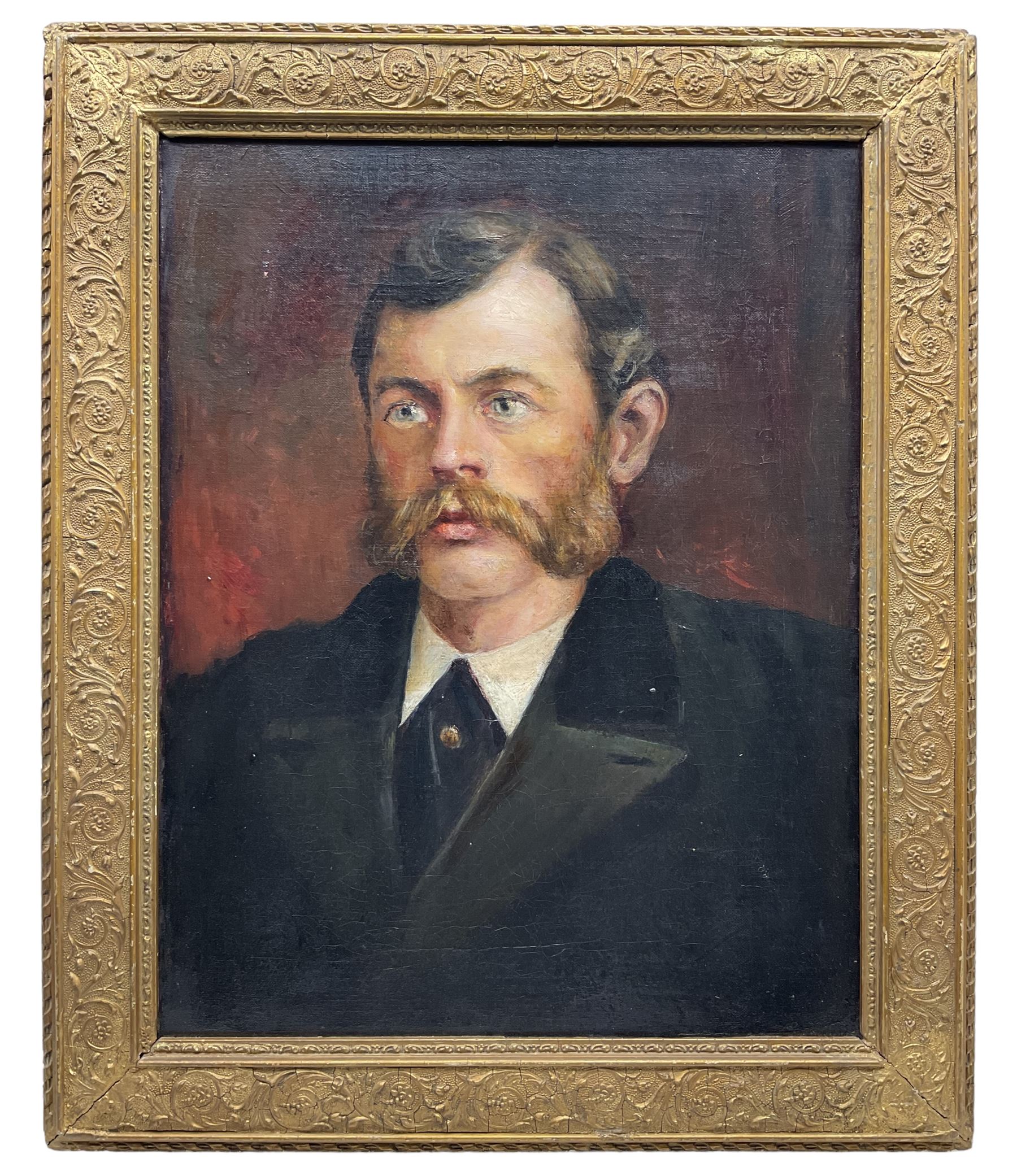 JKF (British 19th century): Portrait of 'Captain Neil Maclean', oil on canvas, signed with initials inscribed 'after a carte de visite' and dated 1879 verso, titled on stretcher 45cm x 35cm