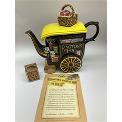 Ringtons novelty teapots, comprising the Ringtons Delivery Van teapot, and the Tea Merchant teapot, both with boxes and certificates of ownership.