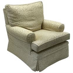 Multi-York - traditionally shaped armchair, upholstered in oak leaf and acorn patterned fabric