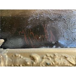 Thomas Joseph Banks (British 1828-1896): Sea Captain and his Wife - half length portraits, pair oils on canvas signed and one dated 1860, 90cm x 70cm (2) 
Notes: the ensign flying above the Captain's head appears to read Endaunted but may refer to the famous 'Undaunted' which was broken up in 1860