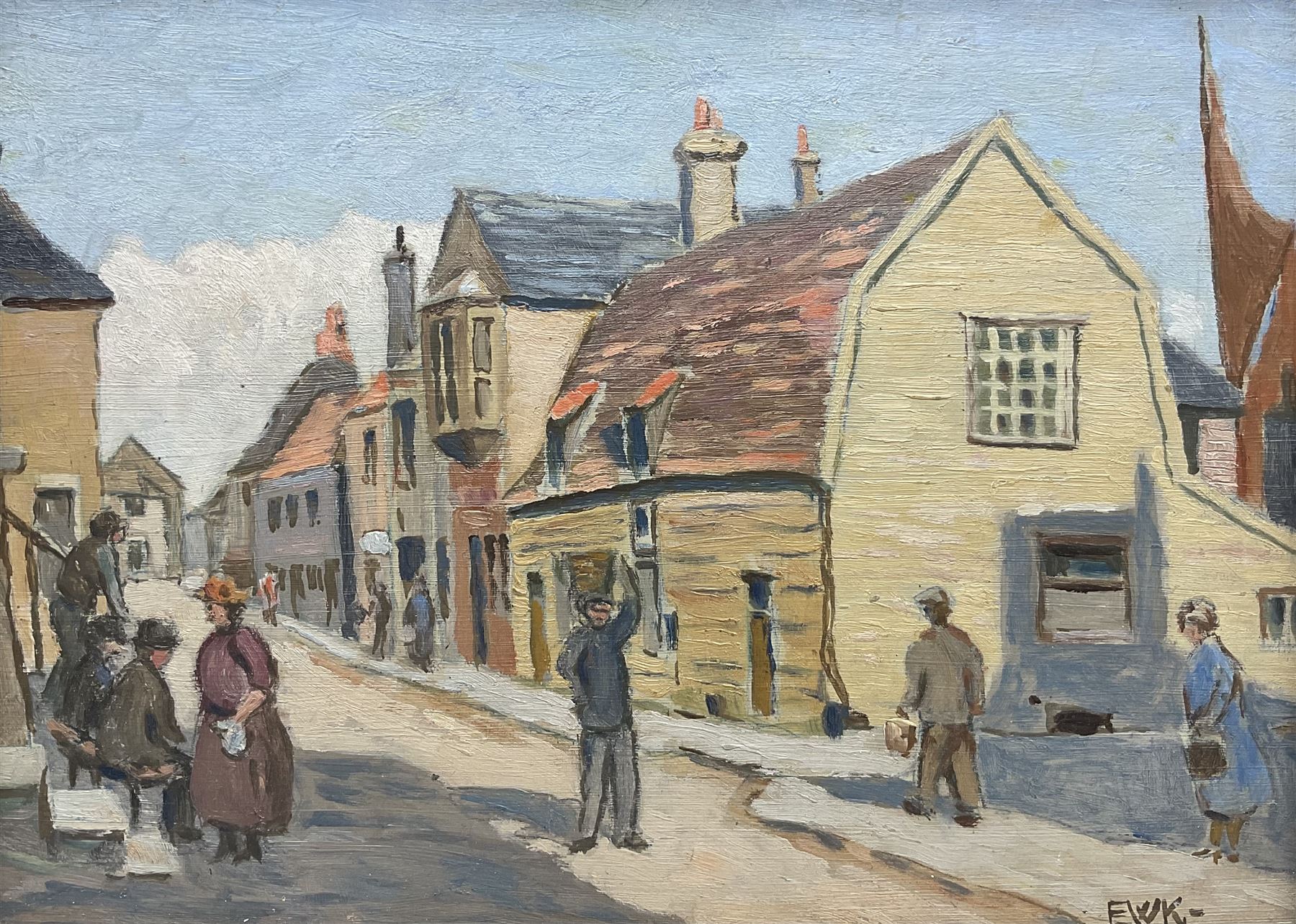 EWK (British Early 20th Century): 'St Ives', oil on panel signed with monogram, titled and dated 1931 verso, 21cm x 29cm