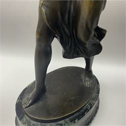 After C. Rochlitz, bronze, modelled as a semi nude female figure, upon a marble plinth, overall H31cm