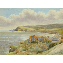 Ralph W Clarke (British 20th century): 'Robin Hood's Bay', watercolour signed and dated 1963, titled verso 25cm x 33cm
