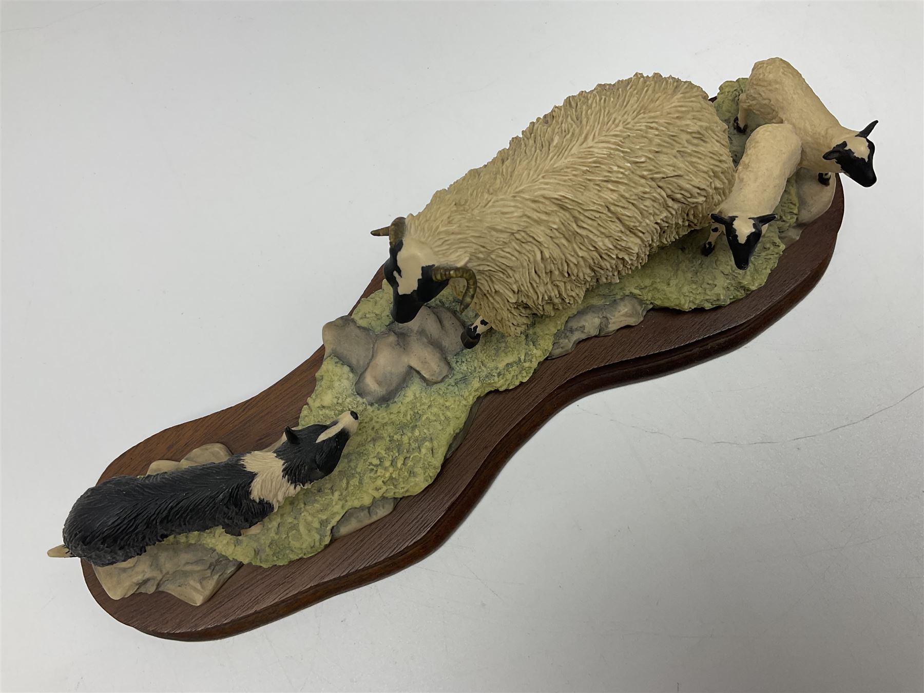 Two Border Fine Arts figure groups, comprising Black faced Ewe & Border Collie no B104 by Ray Ayres and To The Tup Sale, no JH72 limited edition 383/1850, both on wooden base, one with certificate