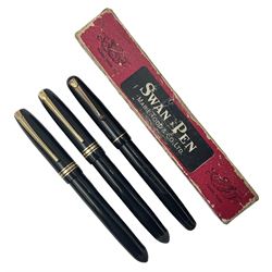 Three Swan Mabie Todd fountain pens, com