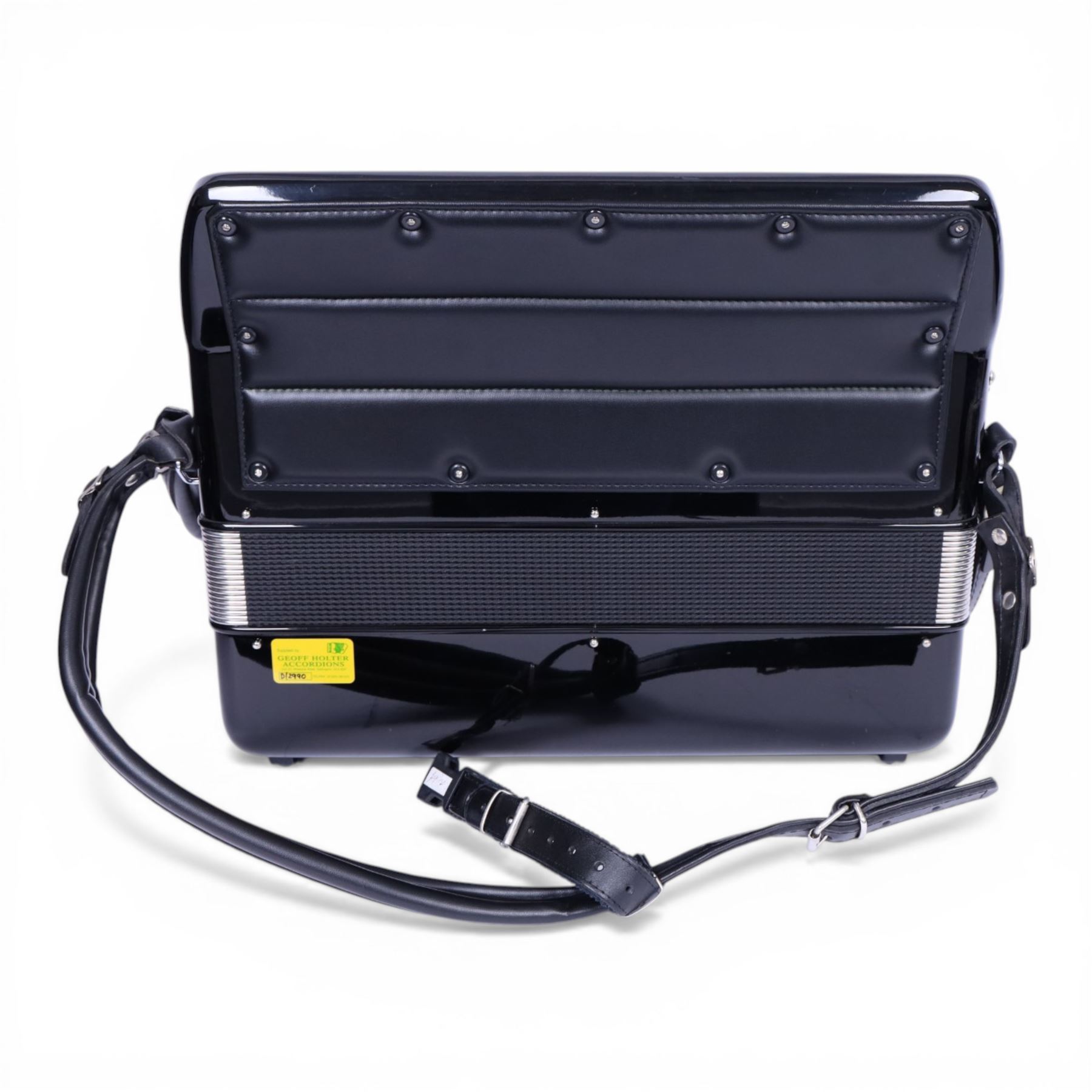 SEM Ciao 5-row digital reedless chromatic button midi-accordion, with 87-black and white buttons and 120 bass buttons, in black high gloss case, with carry strap and original hard carrycase