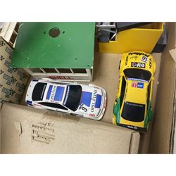 Scalextric - large collection of cars, track accessories and figures, in four boxes 