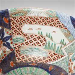 Japanese 19th century Imari bowl, painted profusely internally and externally with landscapes, flowers and traditional motifs, H16.5cm 