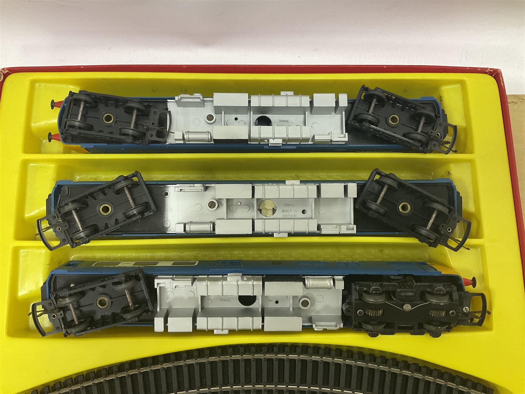 Hornby/Tri-Ang ‘00’ gauge - RS52 The Blue Pullman Electric Train Set comprising diesel pullman motorcar, parlour car and non-powered motorcar with a quantity of track; five further loose models comprising one diesel locomotive, three pullman coaches and one breakdown train unit (6) 