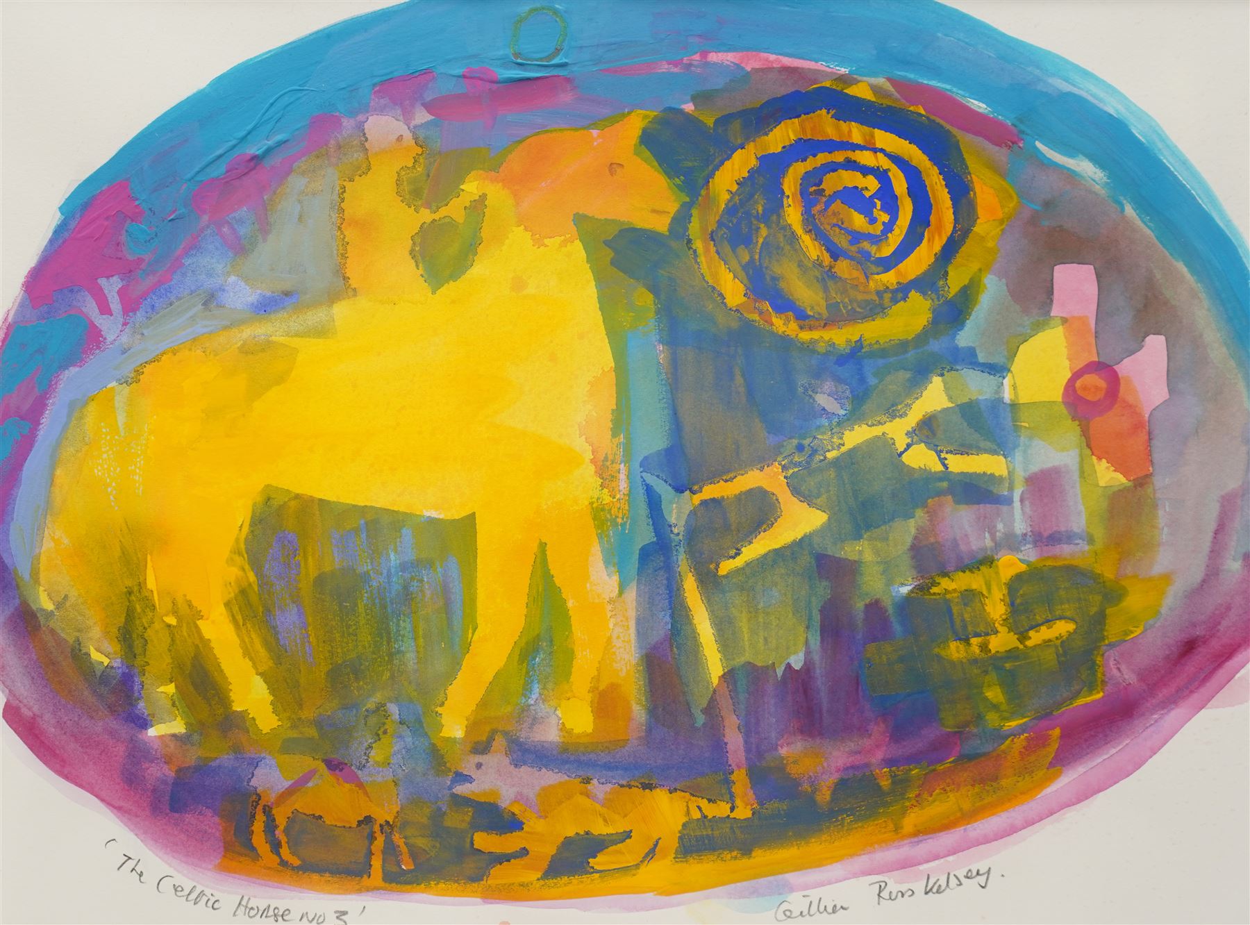 Gillian Ross Kelsey (British 1935-2025): 'The Celtic Horse No 3', mixed media on paper signed and titled in pencil 25cm x 34cm