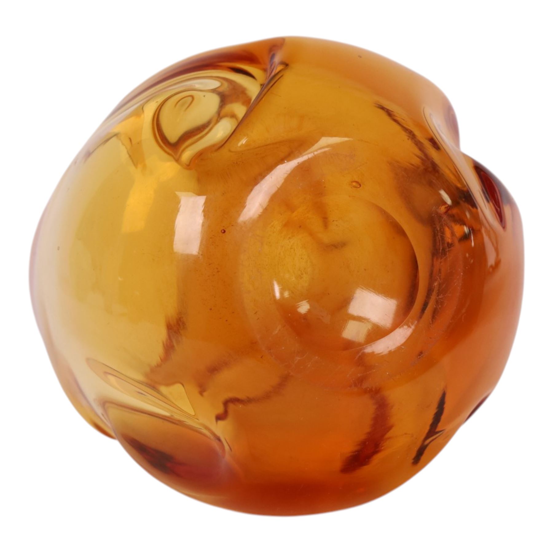 Whitefriars amber Knobbly glass vase, H15cm