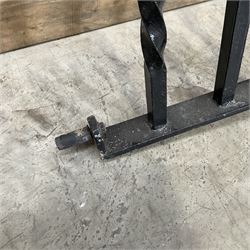 Set of wrought cast iron handrails in a black finish,