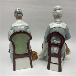 Two Royal Doulton figures, Embroidery HN2855 and Eventide HN2814