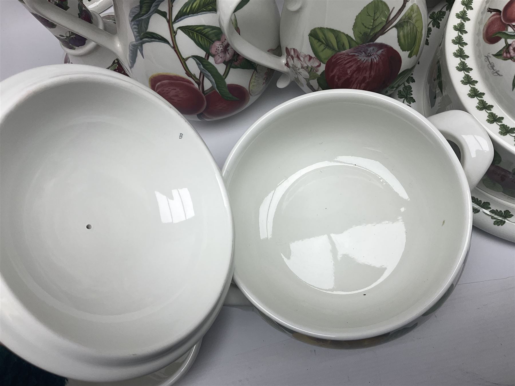Three Portmeirion soup tureens with covers and ladles, together with vases, large bowls and other Portmeirion items