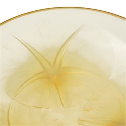 Rene Lalique 'Volubilis' pattern yellow amber glass bowl, model 383, moulded 'R Lalique France' signature, D21cm