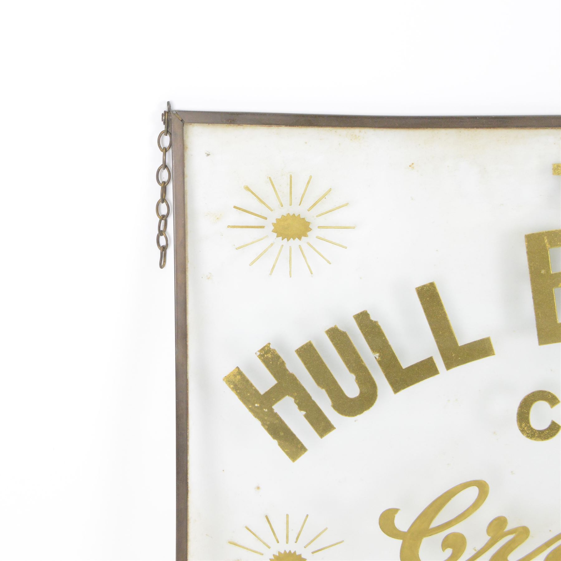 The Hull Brewery Co Ltd, glass advertising sign, with gilt writing, H46cm
