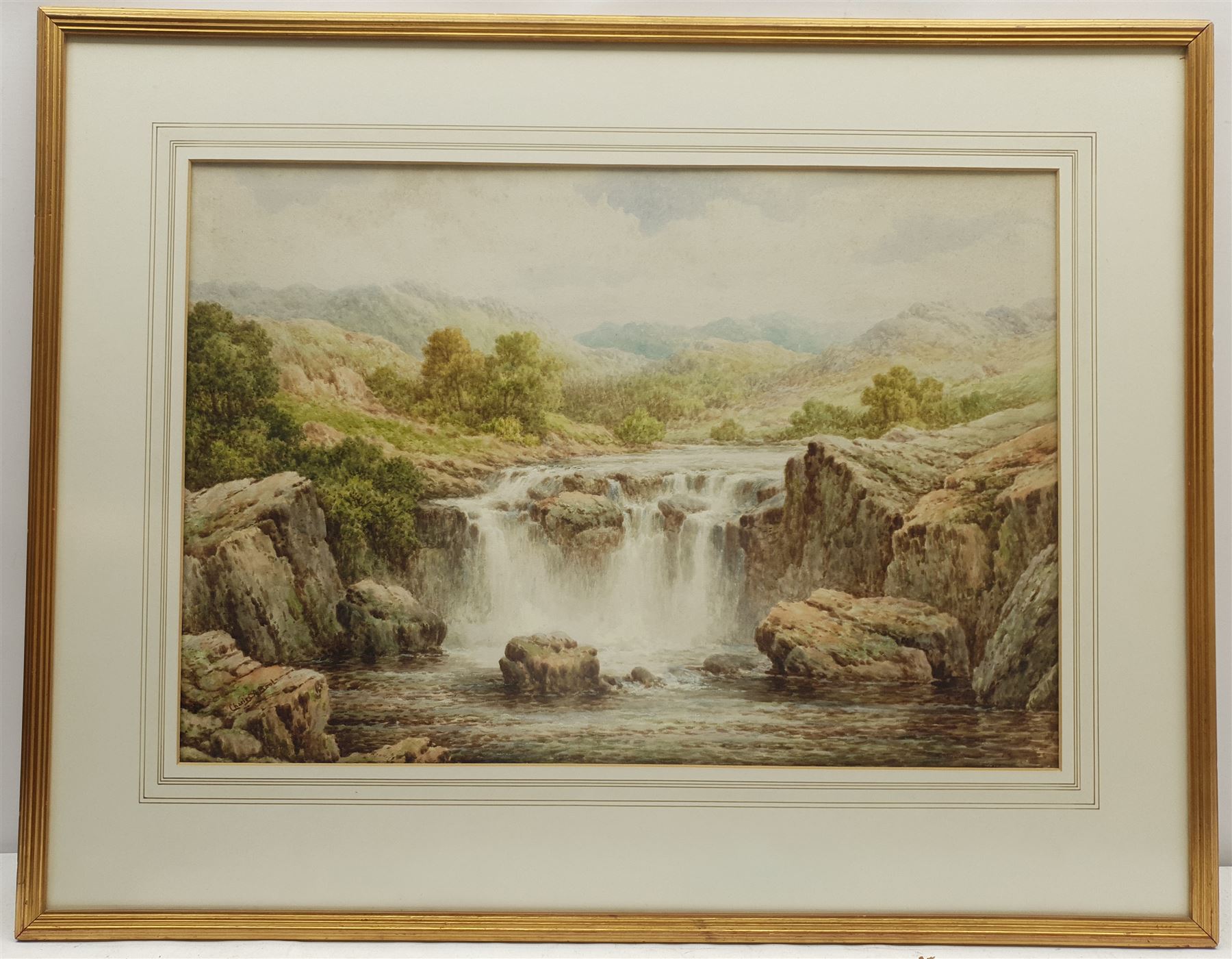Charles A Boot (British 19th/20th century): Waterfall Betws-y-Coed, watercolour signed 38cm x 55cm
