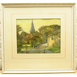 Leonard Orsini Bussey (British 1905-1994): 'St Margaret's Church from Hall Lane' Horsforth, Leeds, watercolour signed and titled verso with artist's address 24cm x 30cm