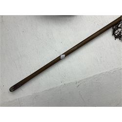 Fishing tackle and accessories housed in two wicker creels, including a landing net, fly tin, small brass reel, other reels to include two Intrepid Boy'o examples, crab lines etc 