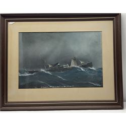 Luigi Roberto of Naples (Italian 1845-1910): 'SS Claymore of Whitby in a Gale in the Bay of Biscay 1889', gouache signed and dated Napoli 1889, 42cm x 62cm
