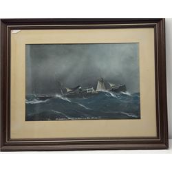 Luigi Roberto of Naples (Italian 1845-1910): 'SS Claymore of Whitby in a Gale in the Bay of Biscay 1889', gouache signed and dated Napoli 1889, 42cm x 62cm
