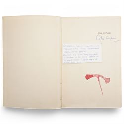 Papua New Guinea presentation ceremonial axe with greenstone head, with intricate fibre binding and wooden haft 77cm across together with a signed copy of Colin Simpson's book 'Adam in Plumes' in which the axe is illustrated 1954