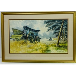  'The Old Waggon', watercolour signed and dated 1970 by John Sutton (British 1935-) 31cm X 54cm  