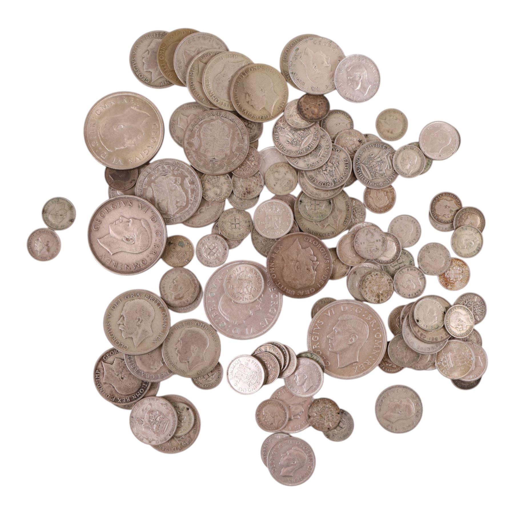 Approximately 560 grams of Great British pre-1947 silver coins