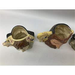 Royal Doulton double-sided character jugs from the Star Crossed Lovers Collection, comprising Napoleon & Josephine D6750, King Arthur & Guinevere D6836, Samson & Delilah D6787 and Antony & Cleopatra D6728