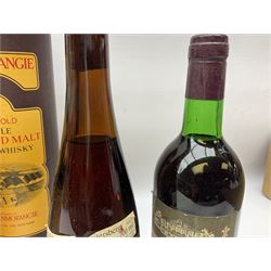 Mixed alcohol to include Glenmorangie 10 years old single Scotch whisky, Cardhu 12 year old Malt whisky, Ferdinand Pieroth 1949 Gau-Odernheimer Petersberg Beerenauslese, etc various contents and proofs