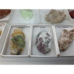 Collection of forty-one mineral specimens, including chalcedony, realgar, sulphur, zeolites, moss agate, thullite, chrysocola etc
 