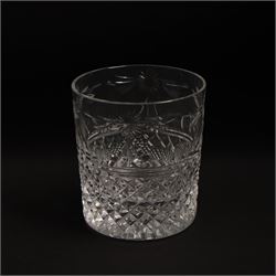  Suite of Stuart crystal Beaconsfield pattern table glass, comprising 6 claret glasses, 6 white wine glasses, 6 dessert wine glasses, 6 brandy balloons, 6 champagne flutes, and 8 whisky tumblers