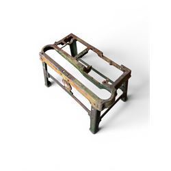 19th century heavy cast iron garden / machine table base, by Henry Bamford & Sons, with plaque, no. 3374, part of the JCB family