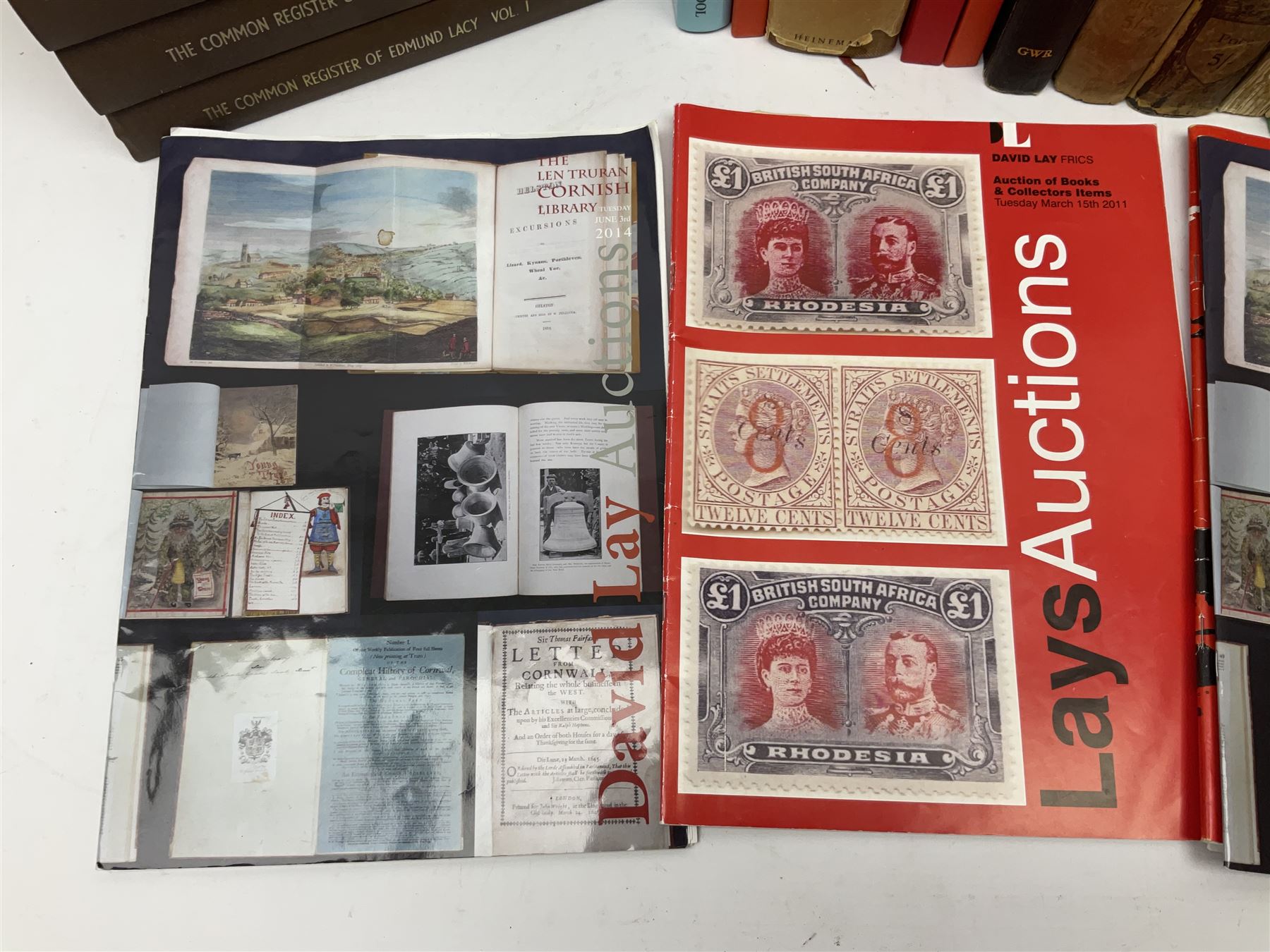 Collection of books, to include four 1920s Great Western Railway publications on Abbeys, Castles and Cathedrals, including three hardback examples, together with The Bible Designed to be Read as Literature, The Register of Edmund Lacy Bishop of Exeter 1420-1455 Vols 1-5, Laura Knight by Janet Dunbar, A Calendar of Cornish Glebe Terriers 1673-1735, The Parliamentary Survey of the Duchy of Cornwall Parts 1 and 2 and two Bradburys Hallmarks books