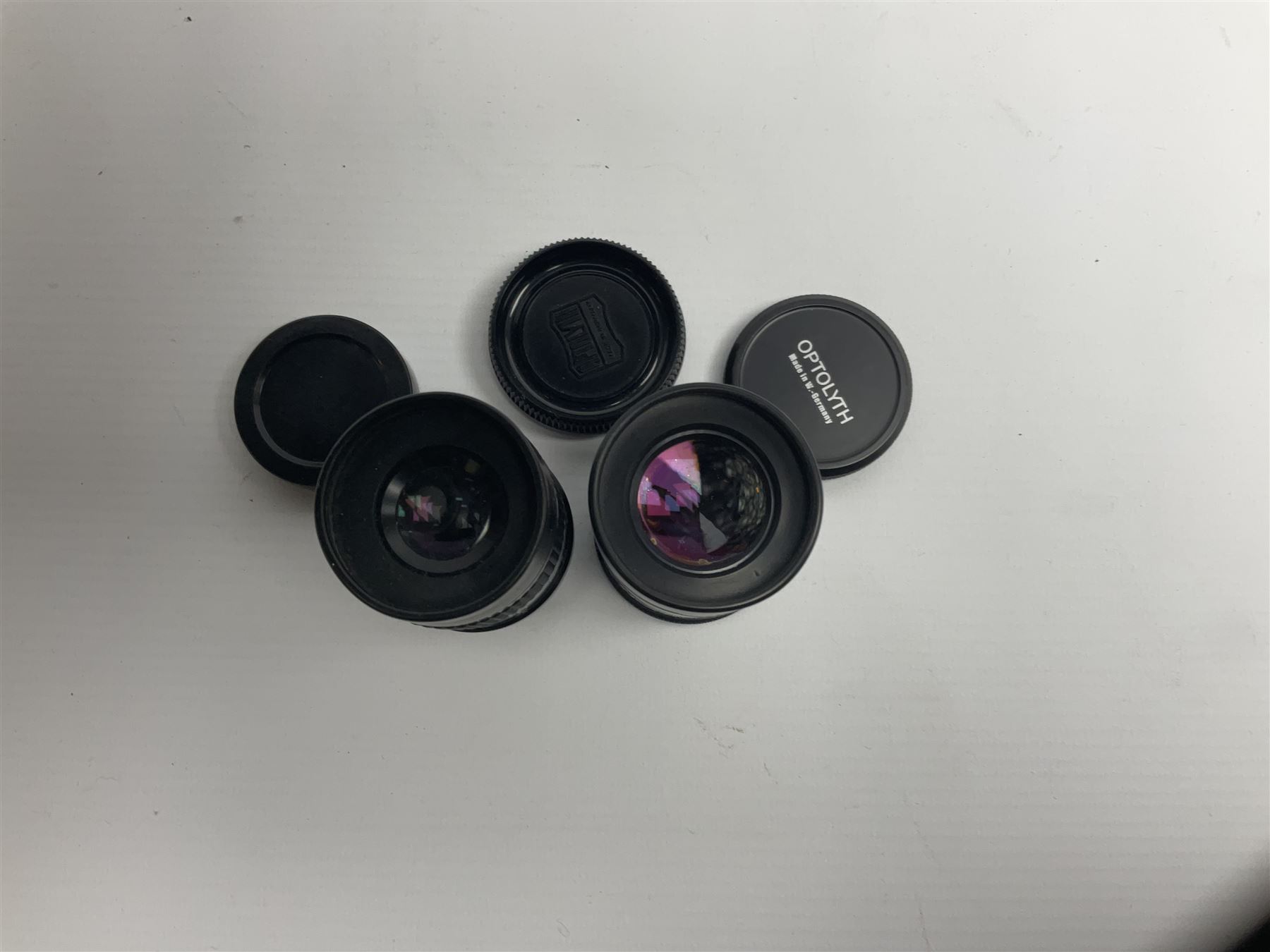  Optolyth TBS 80 monocular telescope, with additional lenses, Velbon sherpa monopod and Miranda 16x50 gold coated optics binoculars. 