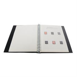 Great Britain stamps, Queen Victoria and later, including QV penny black with partial red MX cancel and three good margins, King Edward VII overprints, Queen Elizabeth II pre-decimal issues, many Queen Elizabeth II mint decimal stamps, etc, housed in four folders and one album