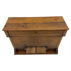 19th century oak cased harmonium, twin pedal pump mechanism