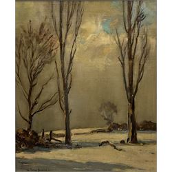 Owen Bowen (Staithes Group 1873-1967): Yorkshire Winter Landscape, oil on canvas signed 59cm x 49cm