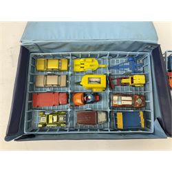 Matchbox - Collector's Mini-Case with twenty-three playworn models; five MOY models Y-3, Y-7, Y-11, Y-12 & Y-13; K101 Battle Kings Sherman Tank; K-15 Super Kings Jubilee Bus; all boxed; two blister packed Jubilee Buses; three 1970s Matchbox catalogues; Dinky Ferrari racing car; and other items