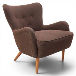 Ernest Race (British 1913-1964) - mid-20th century DA2 low-back wingback armchair upholste...