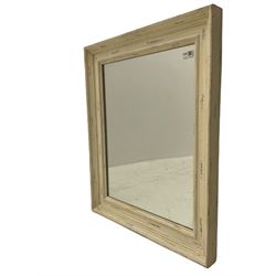 Rectangular wall mirror, in distressed white pine frame