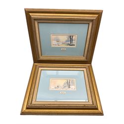 Digby Page (British 1945-): Winter Countryside Landscapes, pair watercolours signed 9cm x 20cm (2)