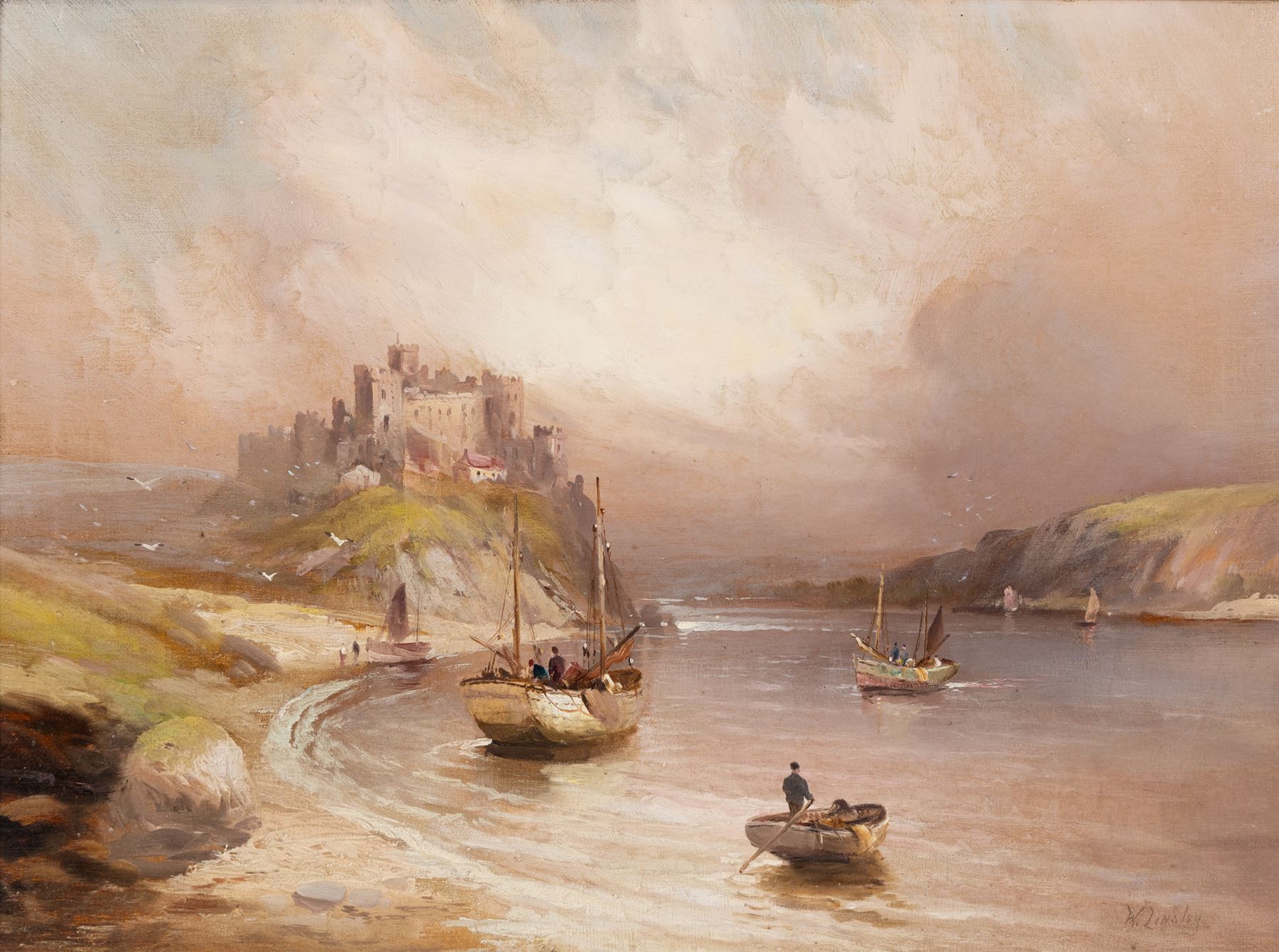 Walter Linsley Meegan (British c1860-1944): Castle Views - possibly St Michaels Mount, two oils on canvas signed 44cm x 60cm (2)