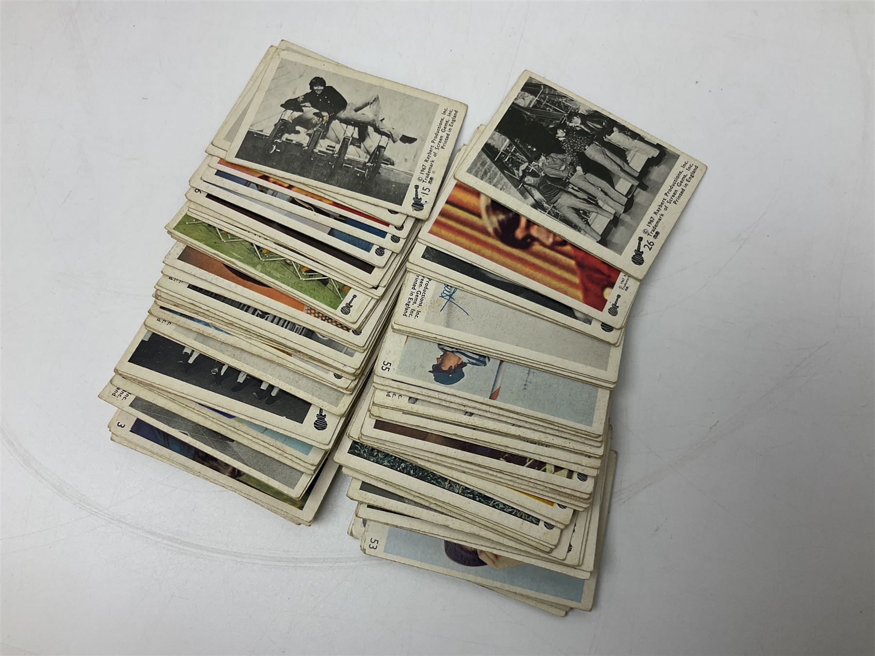 Monkees memorabilia - 'Monkees Monthly' magazine almost complete run from No.1 Feb 67 to No.31 Aug 69 (lacking nos.29 and 32); the cover of No.1 signed by all four members of the group during their 1997 Reunion Tour; quantity of A&BC bubble gum cards; programme for their only UK live performance in 1967 at Empire Pool Wembley; and other related late 1960s music magazines/paperback book