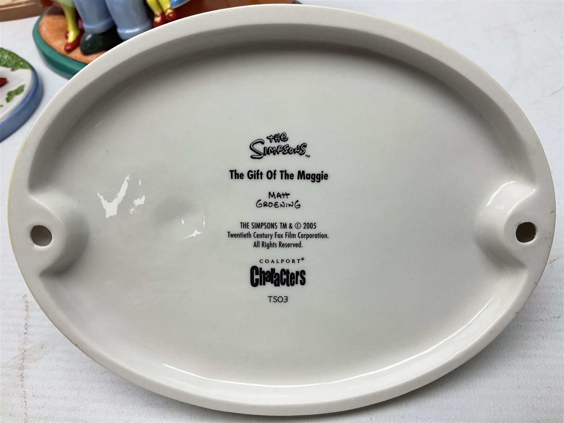 Six Coalport The Simpsons character figures, comprising limited edition 'The Family That Sits Together Fits Together' annual 2005, TS01 Two to Tango, The Gift of Maggie, Will Work For Duff, Yellow Girl Blues and Losing His Marbles, all boxed